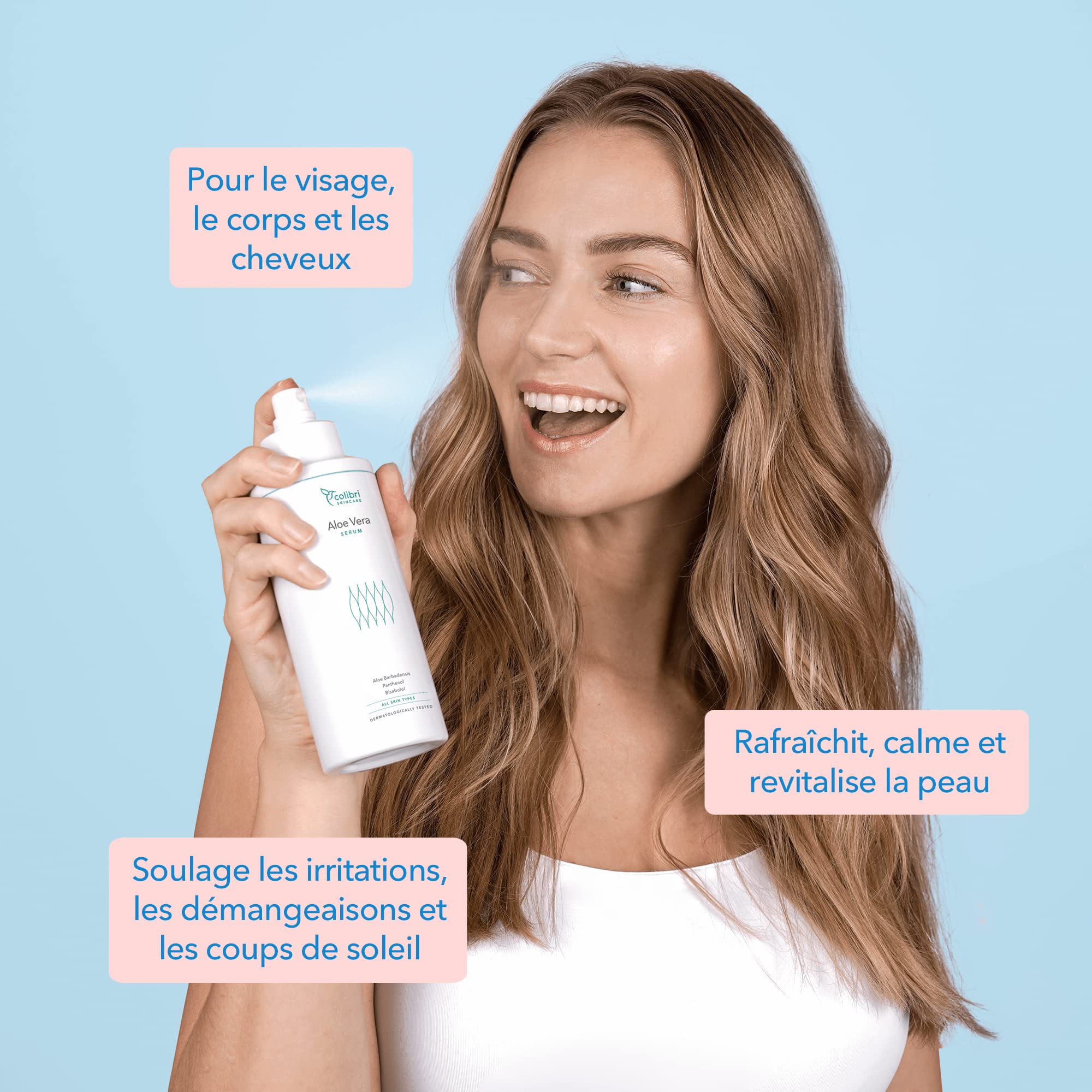 colibri skincare Aloe Vera Spray (250 ml) - Nourishes and soothes the skin  and scalp. Relief after sunburn - Helps to discipline hair - for women and  men - Made in Germany : Amazon.com.be: Beauty