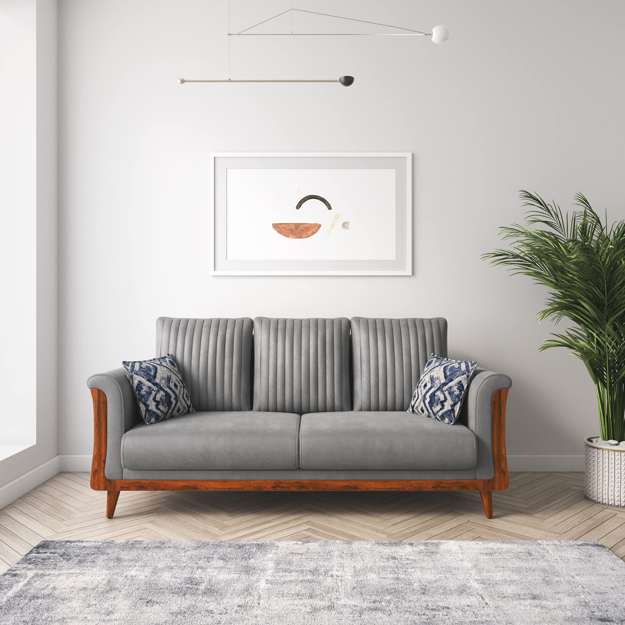 Stone & Beam Lambertville Fabric 3 Seater Sofa (Grey)