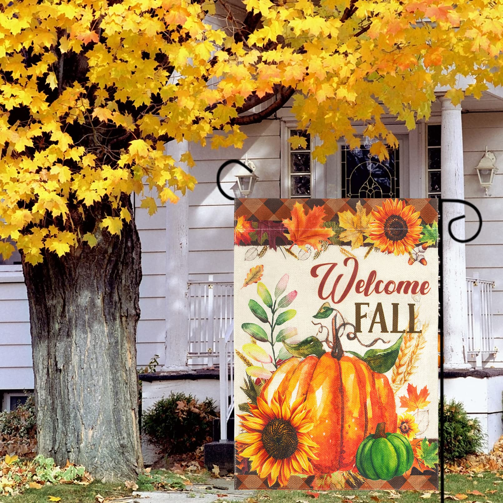 Drapeau De Bienvenue Avec Citrouilles D'automne, Décoration