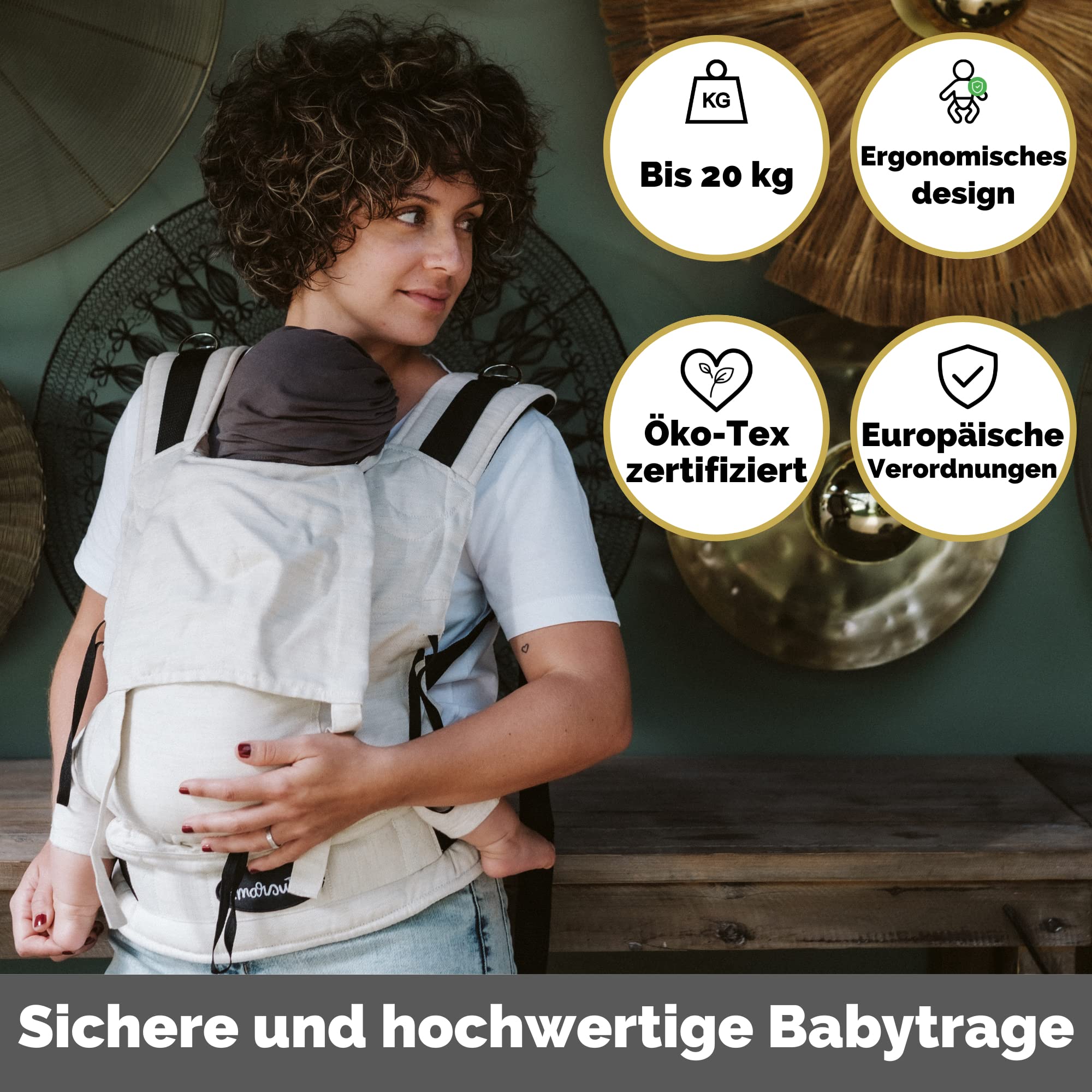 Amarsupiel - Babytrage Ergonomisch Von 4 bis 6 Monaten bis 3 oder 4 Jahre - Bequem und Einfach Anzupassen - Tragetuch aus Baumwolle - Organisch & Atmungsaktiv - Kindertrage Rucksack - Baby Carrier