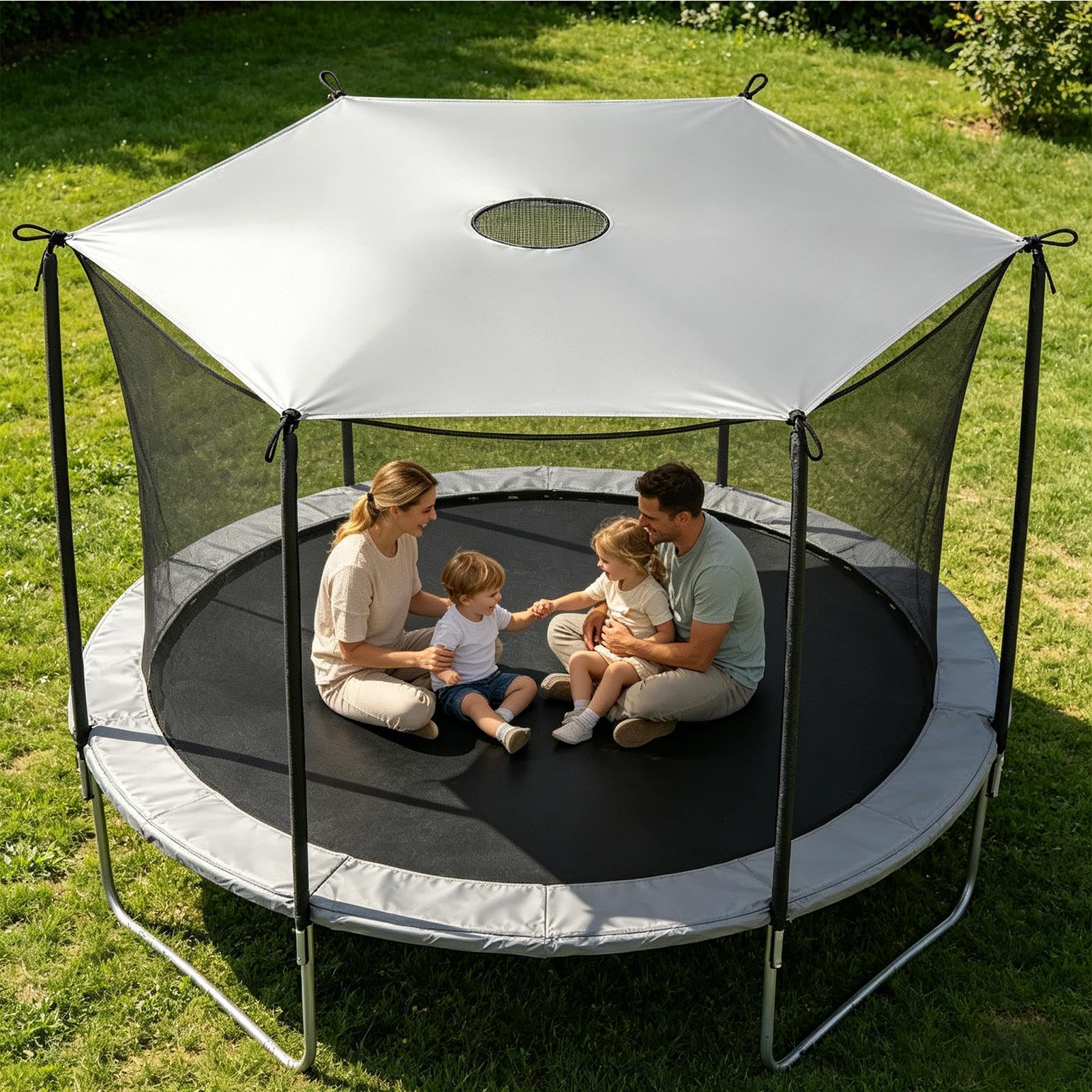 Générique Housse D'ombrage de Trampoline, Ø 183 244 305 366 cm Toit Pare-S-oleil pour Trampoline, Protection Trampolin-e, Anti-UV & Imperméable, Anti-poussière, pour Trampolin-e 6 Barres
