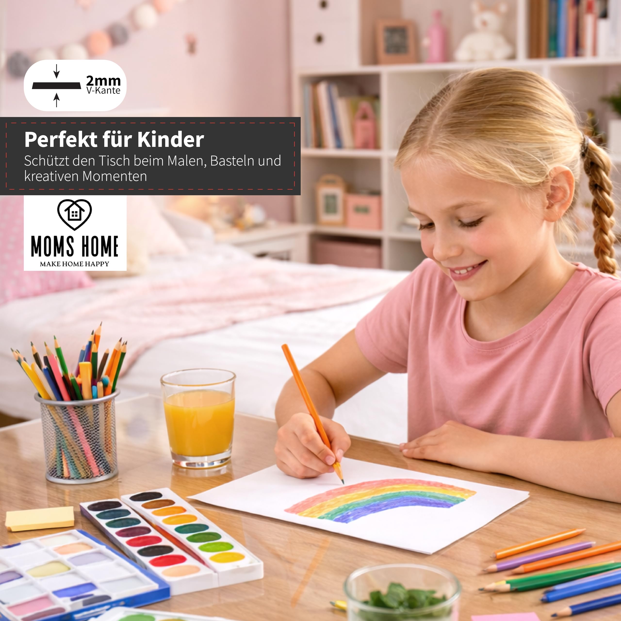 MOM'S HOME PVC Tischdecke Transparent und wasserfest Tischfolie Transparent Nach Maß Durchsichtige Tischdecke abwaschbar 2mm Plastiktischdecke und Tischschutz Width x Length 90x150 cm