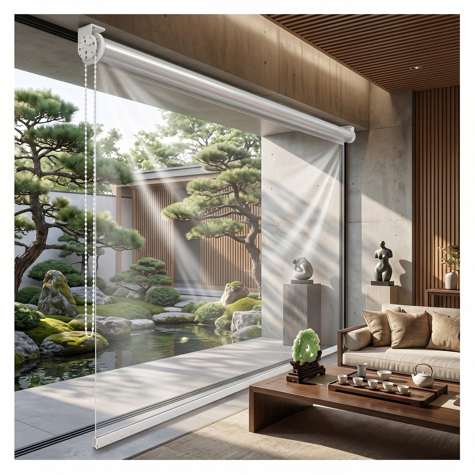 Transparent waterproof roller blind，clear vinyl roller shades，clear windproof roller shades，plastic roll up blinds for patio，cortinas enrollables para ventanas(W100*H160cm/W39.37*H62.9in)