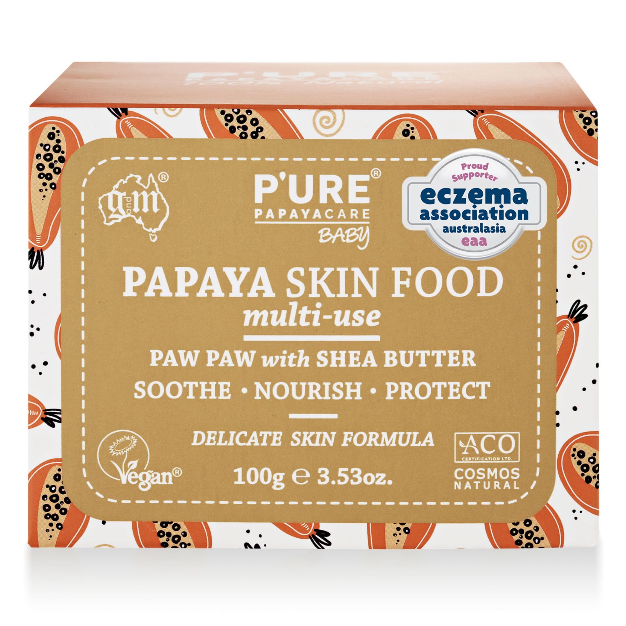 Natural Baby Moisturiser Balm 100g – Organic Nappy Rash, Cradle Cap & Eczema Treatment for Babies with Papaya, Chamomile & Jojoba | 100% Natural Multi-Use Baby Balm