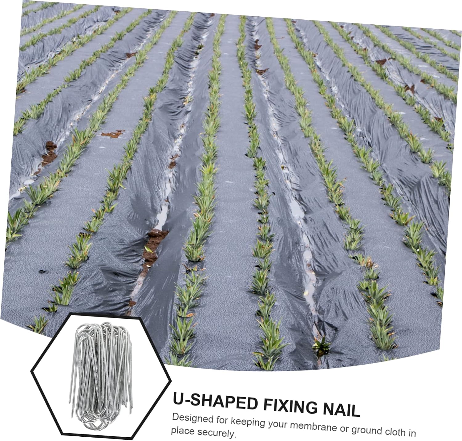 50pcs Galvanized Tent Pegs Landscape U-Shaped Ground Anchor Stakes for Gardening