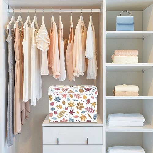 Miniatura 4 de Contenedores de almacenamiento de hojas de arce otoñales con tapas, contenedor de almacenamiento grande de tela con asa, cajas de almacenamiento