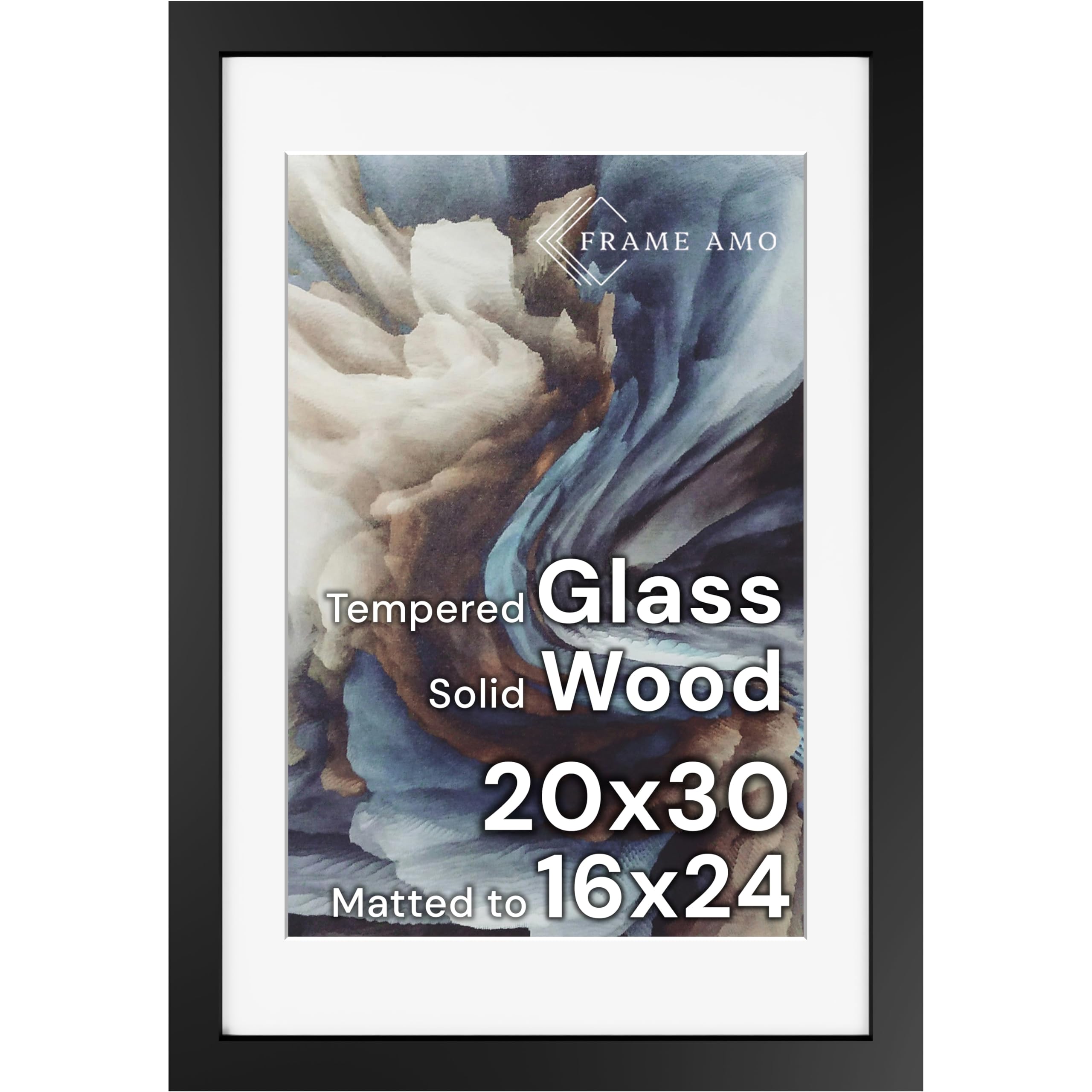 Amazon.com - Frame Amo 20x30 Black Solid Wood Poster Frame, White