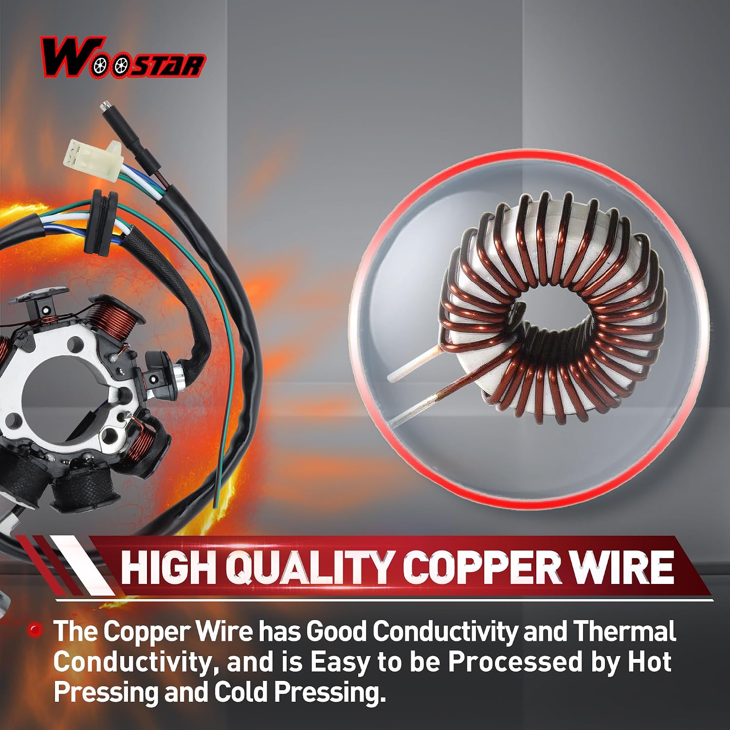 WOOSTAR 8 Coil 6 Wire Magneto Stator Replacement for 2003-2017 CRF230 CRF230 F CRF230F OEM 31120-KPS-902