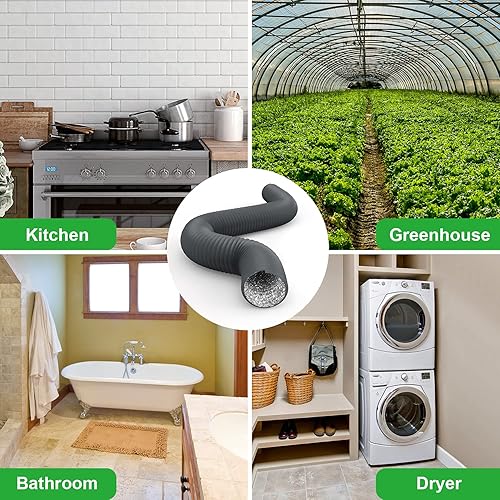 Miniatura 6 de iPower Manguera de ventilación flexible de 4 pulgadas y 8 pies de conducto de aluminio de 4 capas de protección para secadora de calefacción,