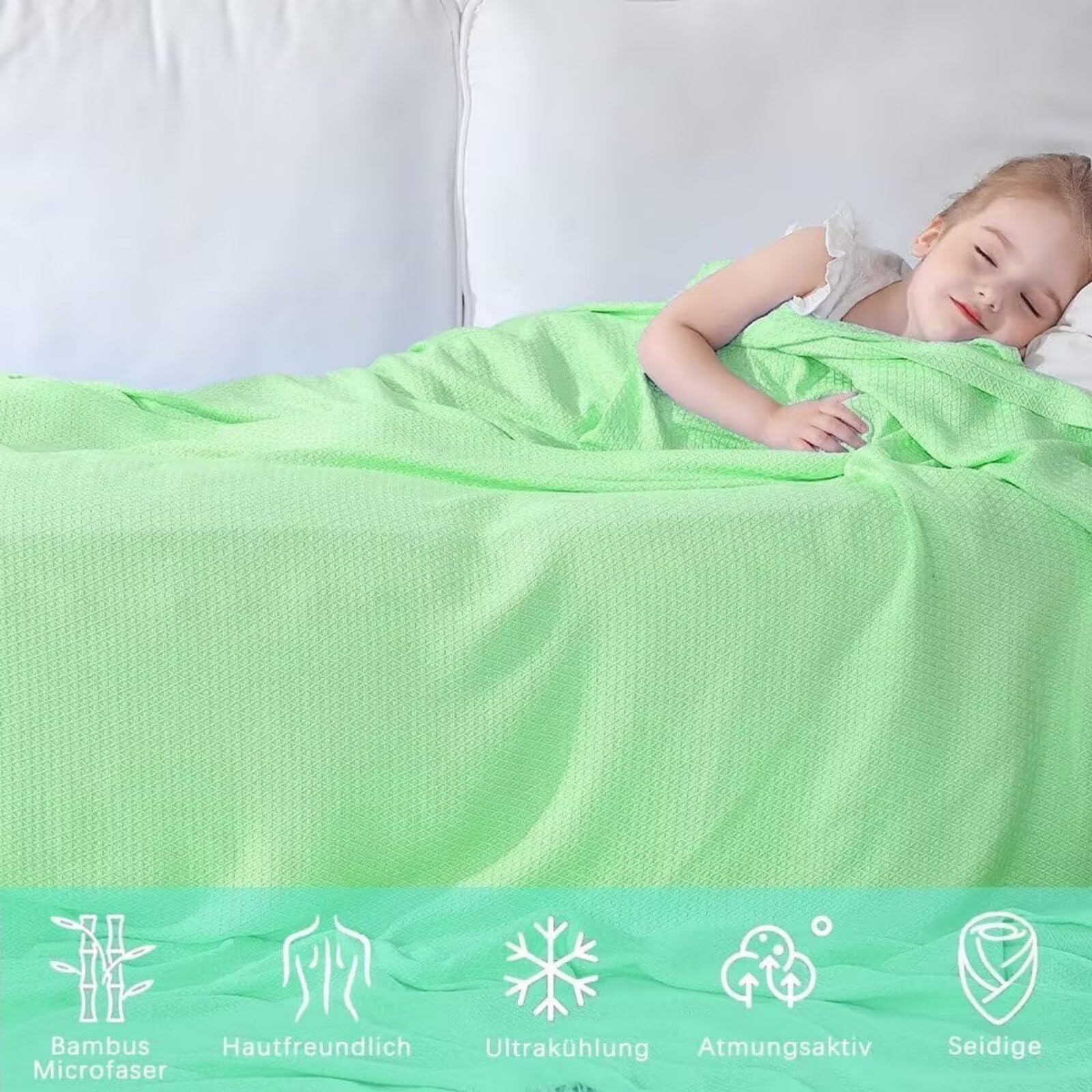 Kühlende Decke für Sommer Heißen Nächte 200 x 230 cm, extra groß Leichte Dünne Sommerdecke Decke Bambus Microfaser, Kühldecke für Menschen Kühlende Matratzenauflage für Bett Sofa Überall
