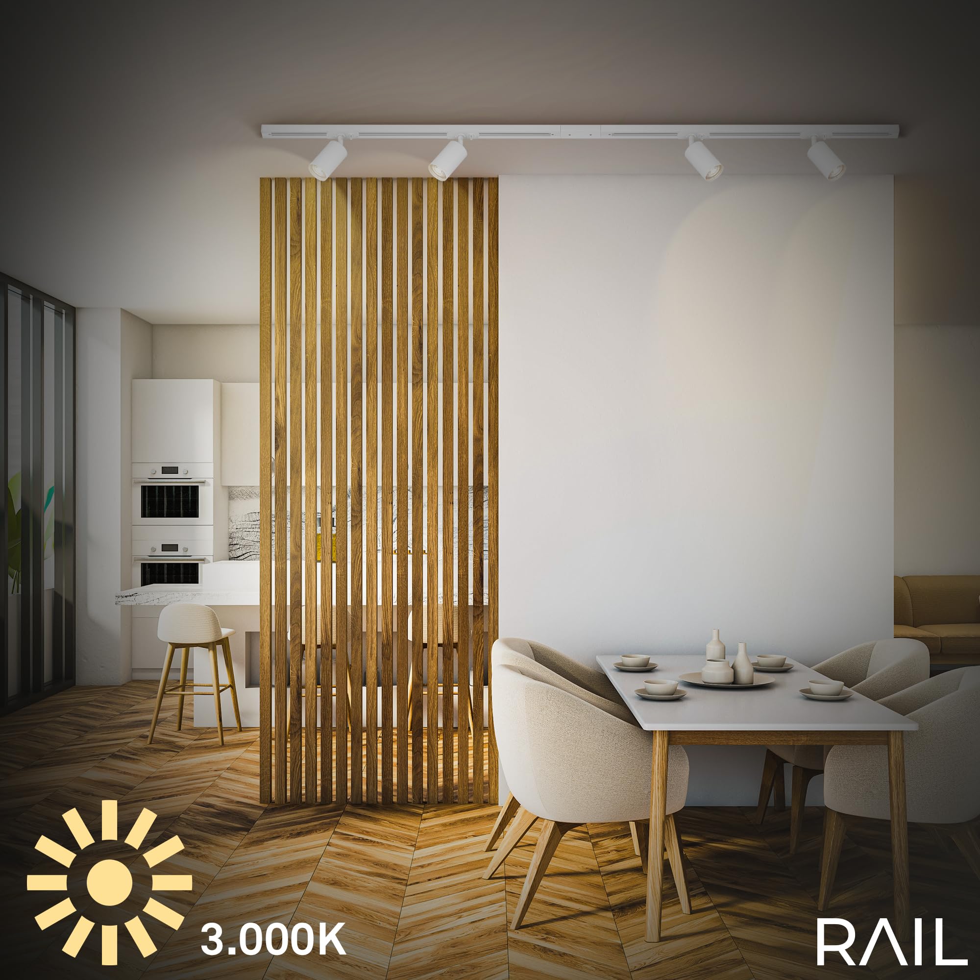 BRILONER - System szynowy Rail kompletny zestaw, 6 x GU10 spotów wychylnych, zasilanie, system szyn świetlnych, sufit, szyna reflektorowa, lampa sufitowa, lampa sufitowa, światło punktowe, 2,25 m,