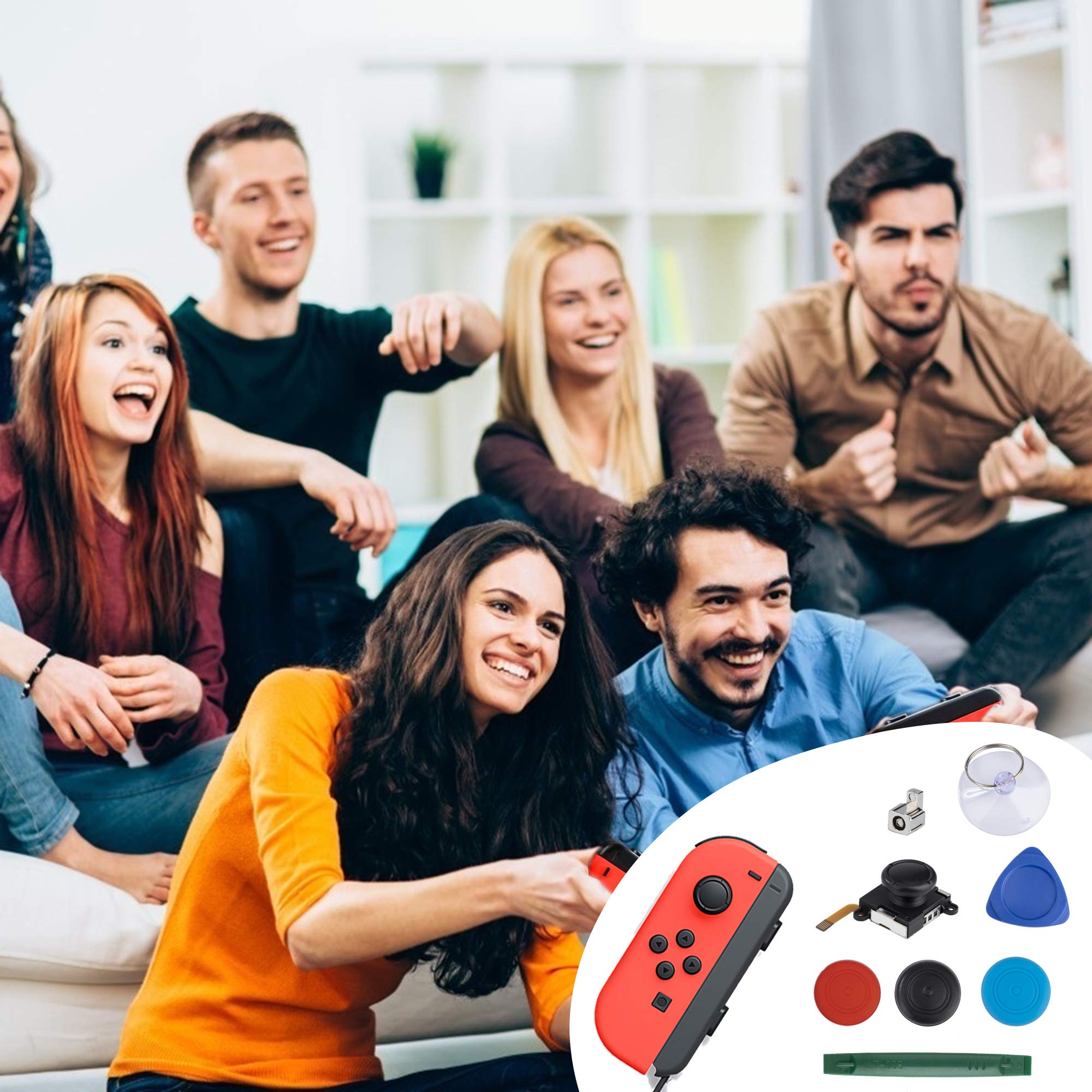 Tunejoy Recambios 3D de Joysticks Analógicos para Joy-Con Switch Herramientas de Reparación con Destornillador ThumbStick Bloqueo de Hebilla Cepillo de Limpieza 16 Piezas