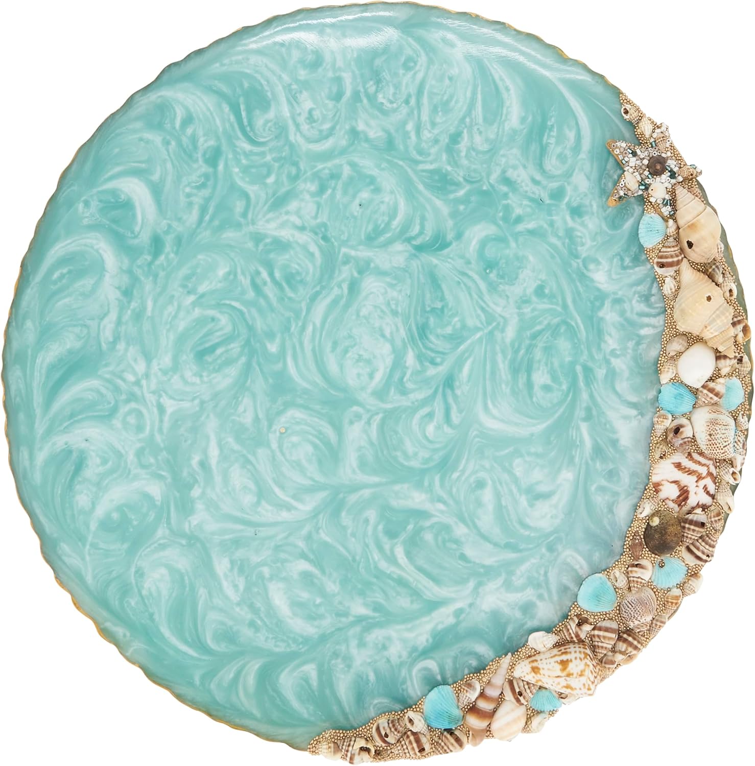 Saro Lifestyle Resin Enchanted Seashell Placemat (Set of 4), Aqua, 14"