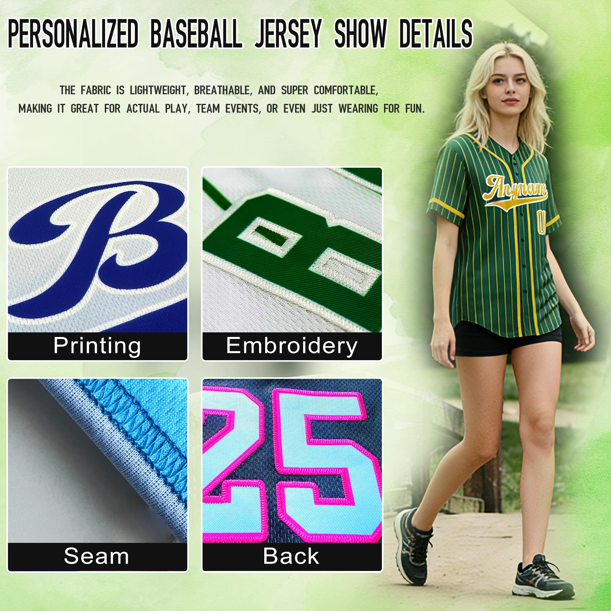Custom Baseball Jersey Personalized Stitched/Printed Number Name Logo Softball Shirts for Men Women Youth Kids - 5
