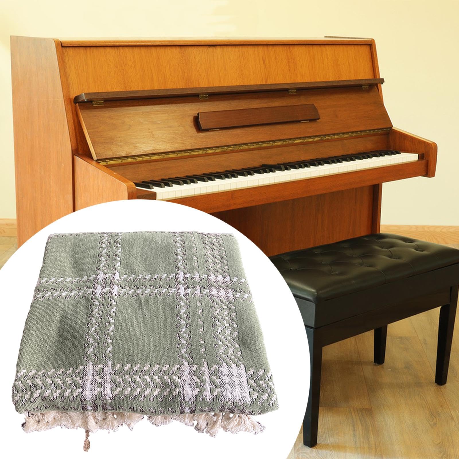 Menolana Upright Piano Cover Piano Accessories Portable, Durability, Multipurpose Reusable Practical Washable Stylish Protective Cover, Green Half Cover