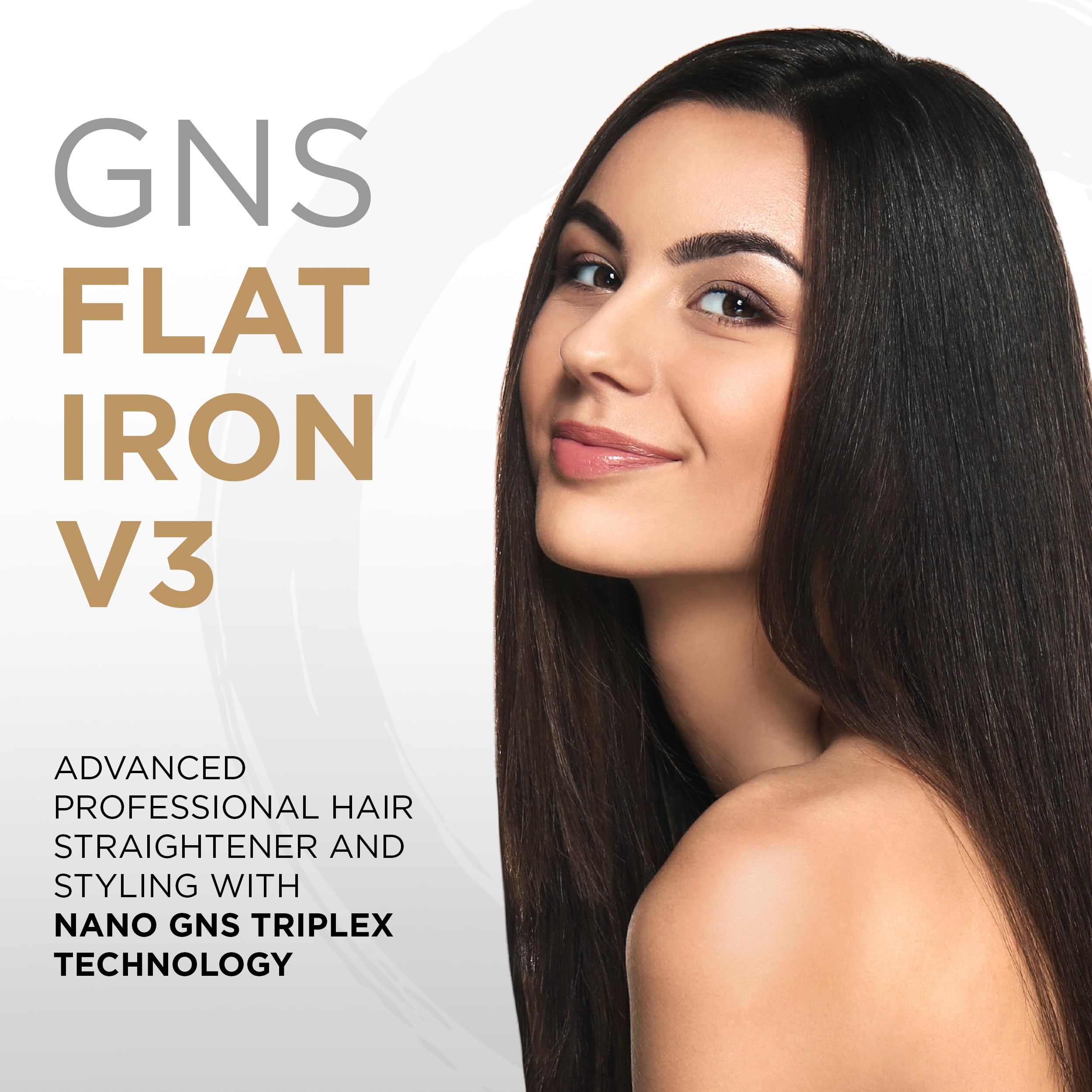 Cocco® GNS 1.25” Flat Iron V3 – Advanced Professional Hair Straightener and Styling with Nano GNS Triplex Technology