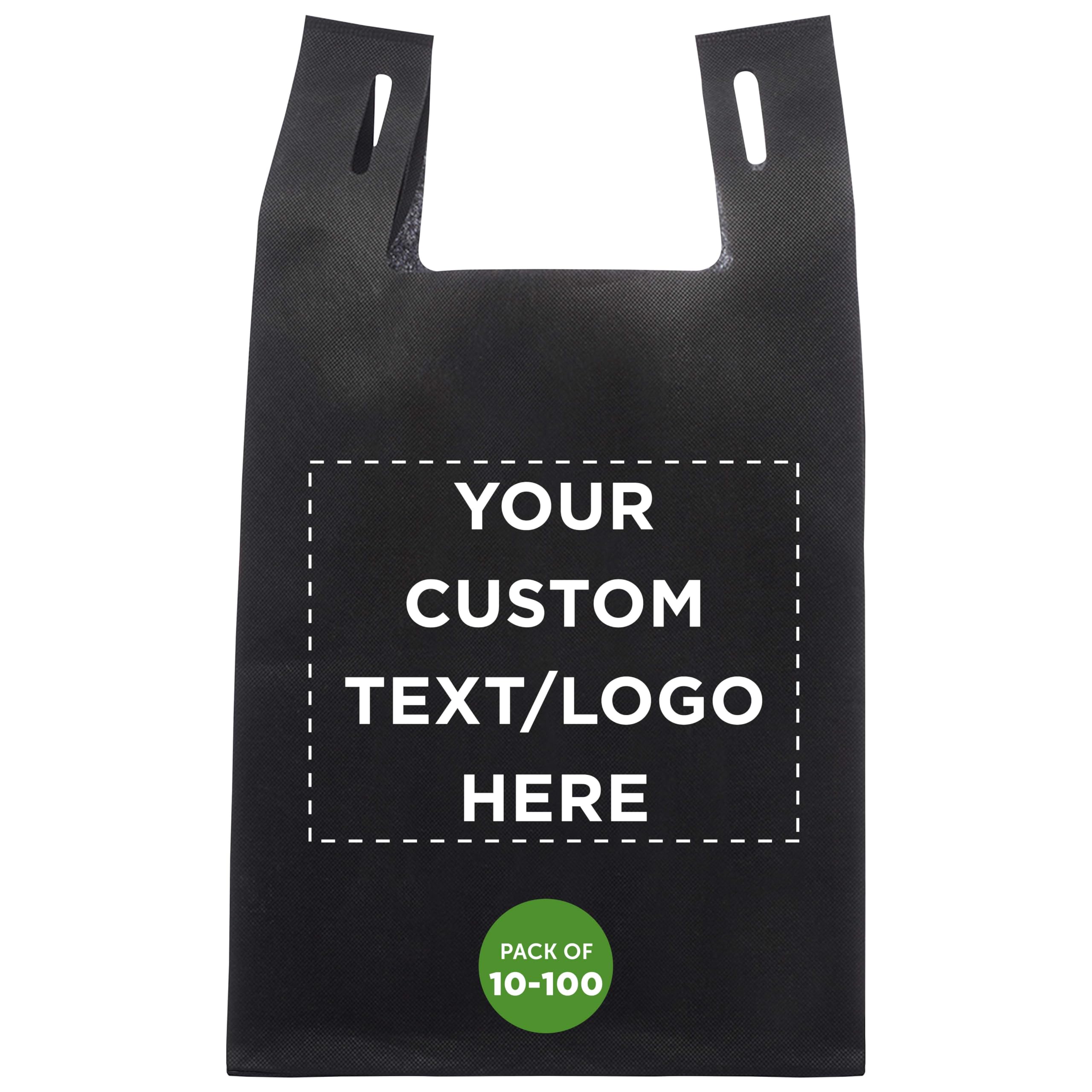 DISCOUNT PROMOS Custom Bodega Lightweight Tote Bags Set of 10-100, Personalized Bulk Pack - Reusable, Grocery, Tradeshow