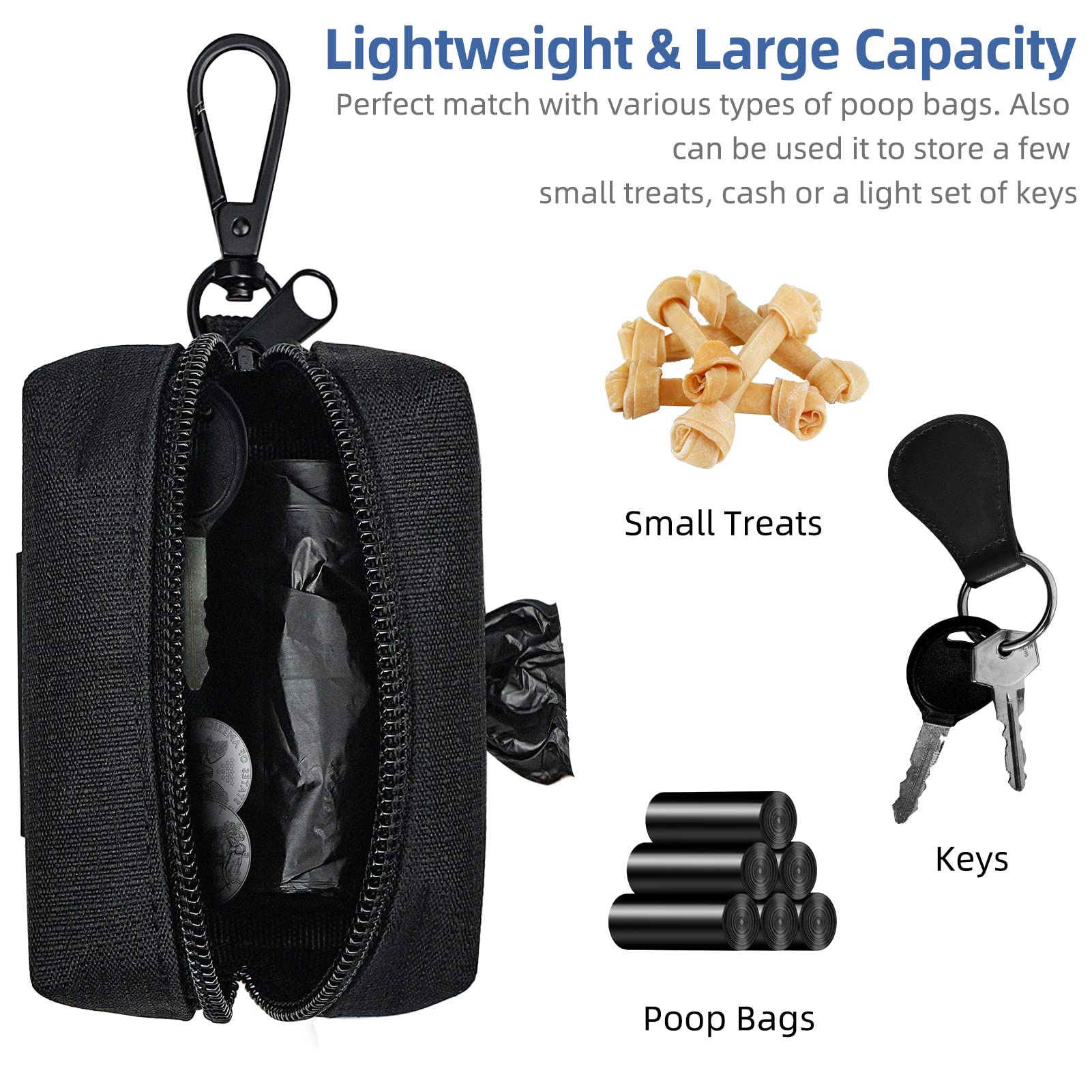1 paquete Soporte para bolsa de caca para perro, dispensador de bolsas de basura negra, con 1 rollo bolsa de caca para perros y gatos (morado)