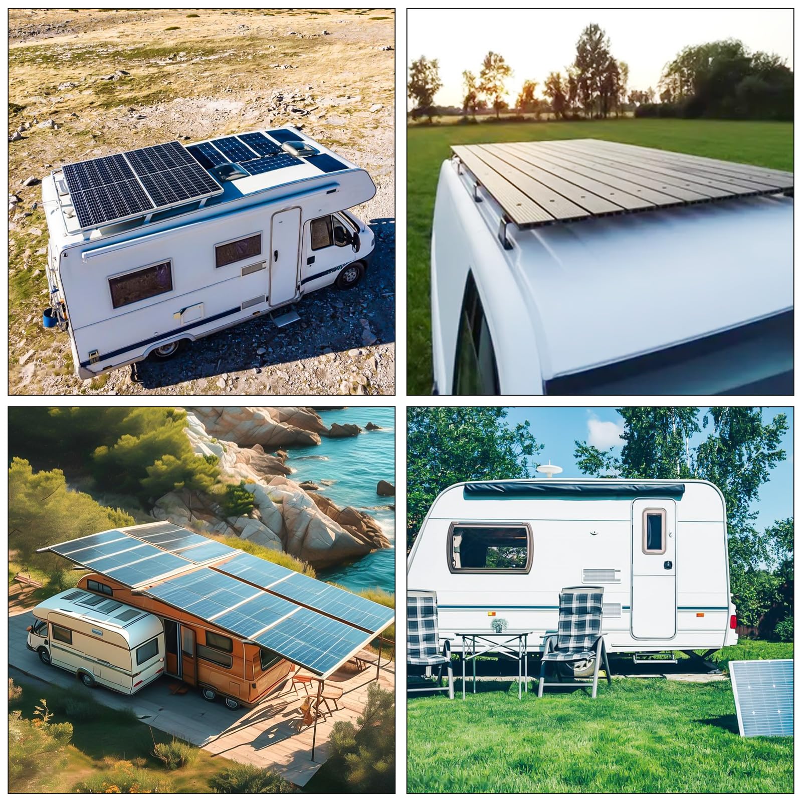 Set di 4 supporti per barre portatutto: in acciaio inox ad alte prestazioni, kit di montaggio per camper, impianti fotovoltaici