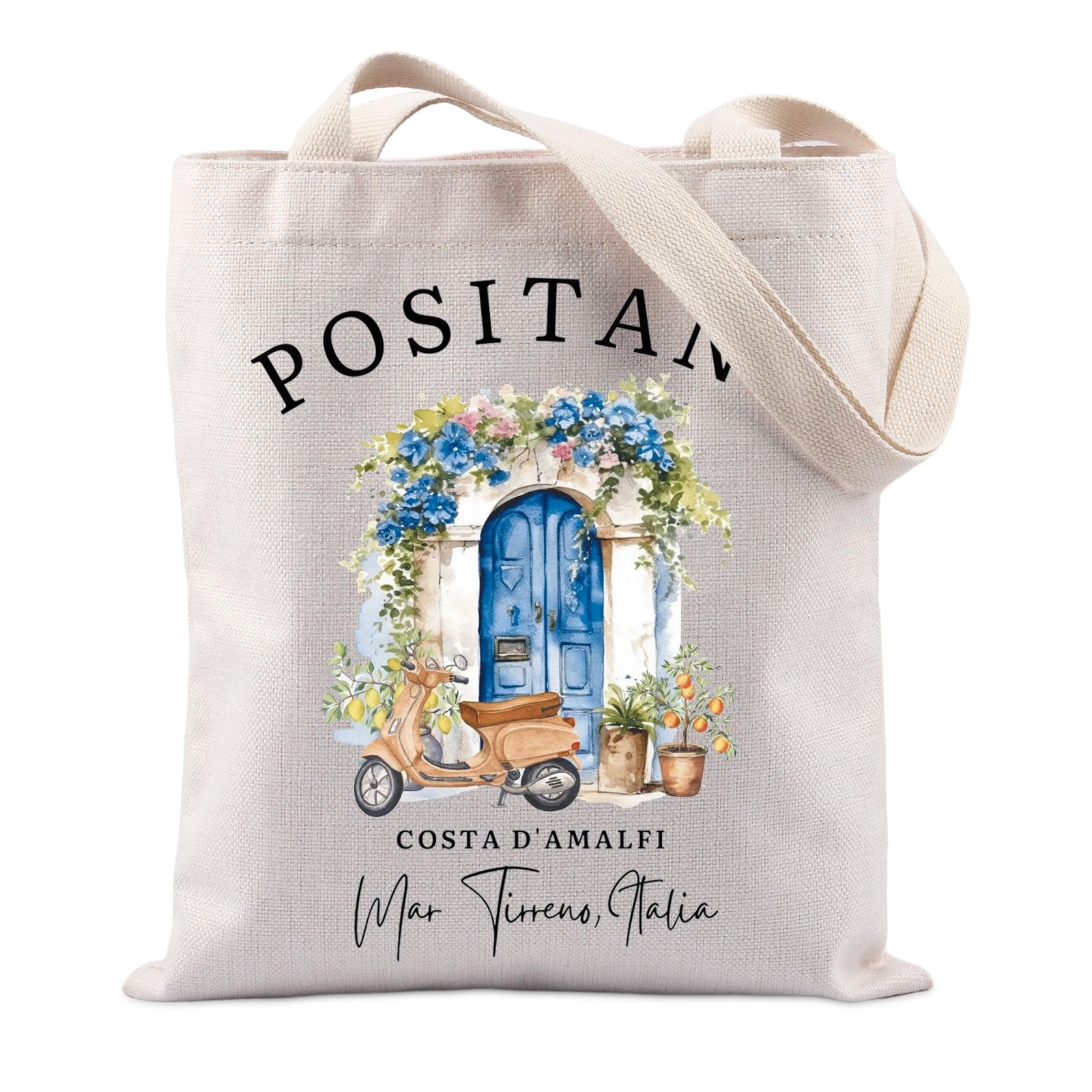 JTOUK Positano Italian Fresh Lemon Tote Bag Amalfi Coast Gift Italian Islands Gift Southern Italy Travel Shopping Bag (Positano Lemon Tote EU)