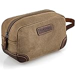 Emissary Men\'s Leather and Canvas Travel Toiletry Bag, Dopp Kit, Travel Bathroom Bag, Shaving Kit, Small Bags for Travel Accessories (Brown)