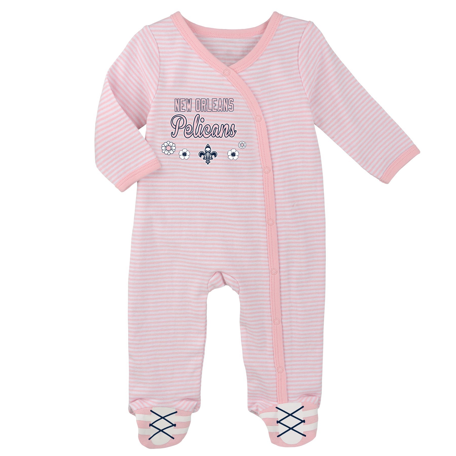 Outerstuff NBA New Orleans Pelicans Newborn 2nd Half 2 Piece Coverall Set, 0-3 Months, Light Pink