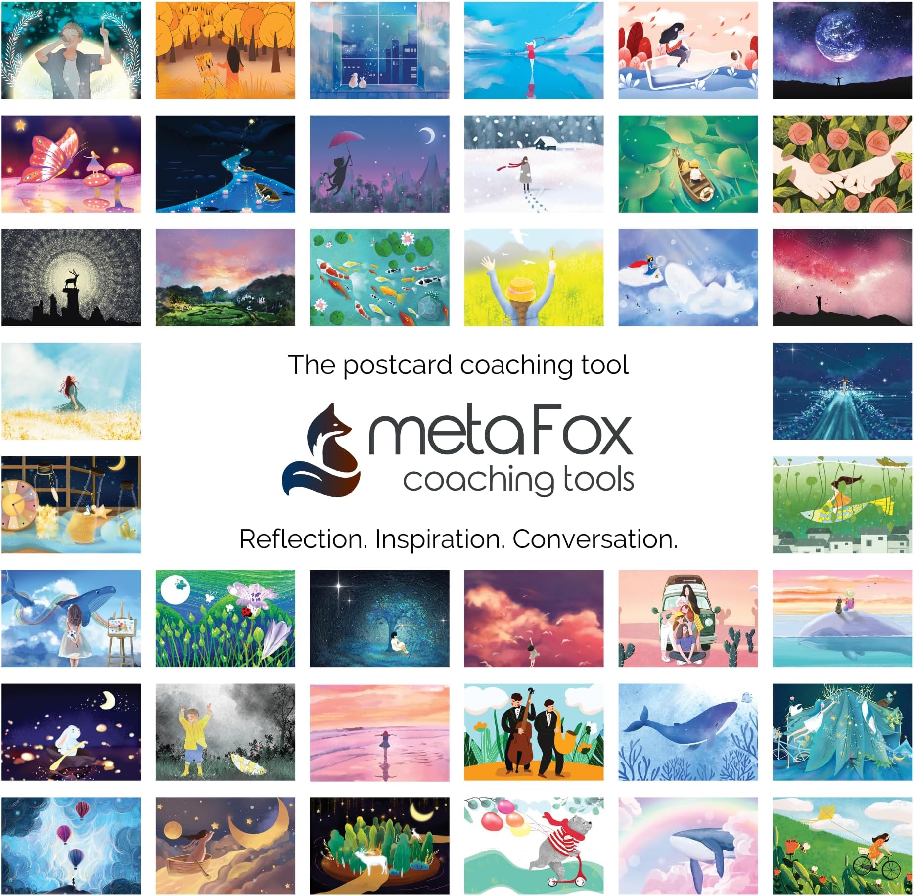 metaFoxDreamland - Inspirational Postcards Pack for Coaching & Self-Reflection (English)