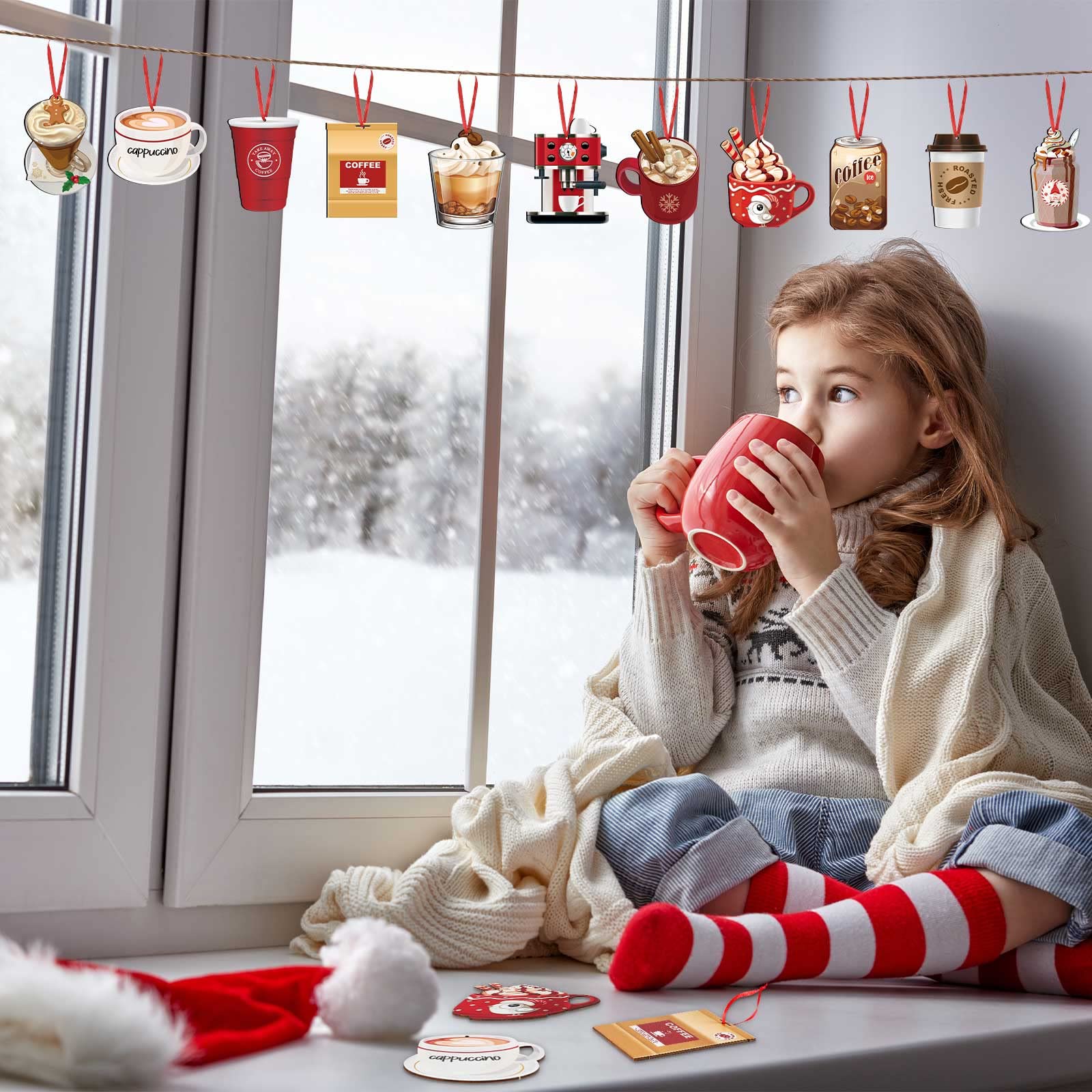 Amazon.co.jp: 32ピース コーヒーカップ クリスマスオーナメント 木製