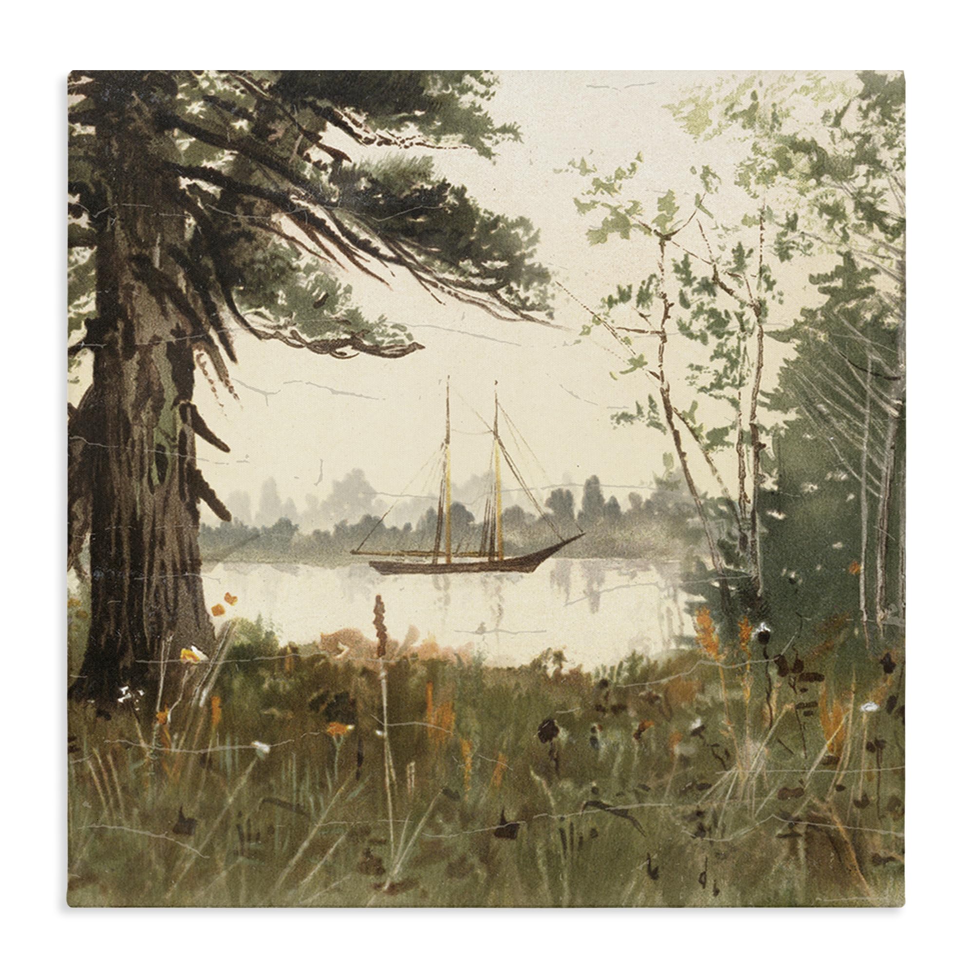 Stupell Industries Unframed 'Boating View Through Trees'| Canvas Art