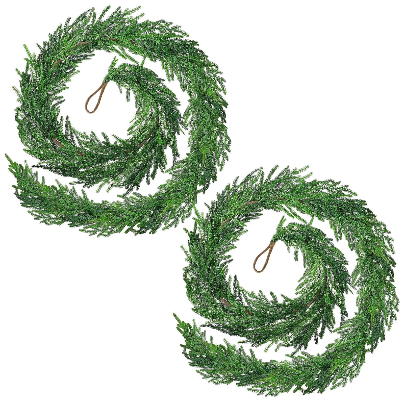 Tannengirlande Künstlich Wie Echt 2.7m/9ft, 2 Stück Weihnachtsgirlande Grün Kunststanne Kunststoff Spritzguss-Verfahren PE Girlande Weihnachten Türgirlande Weihnachtsdeko für Treppen Outdoor Indoor