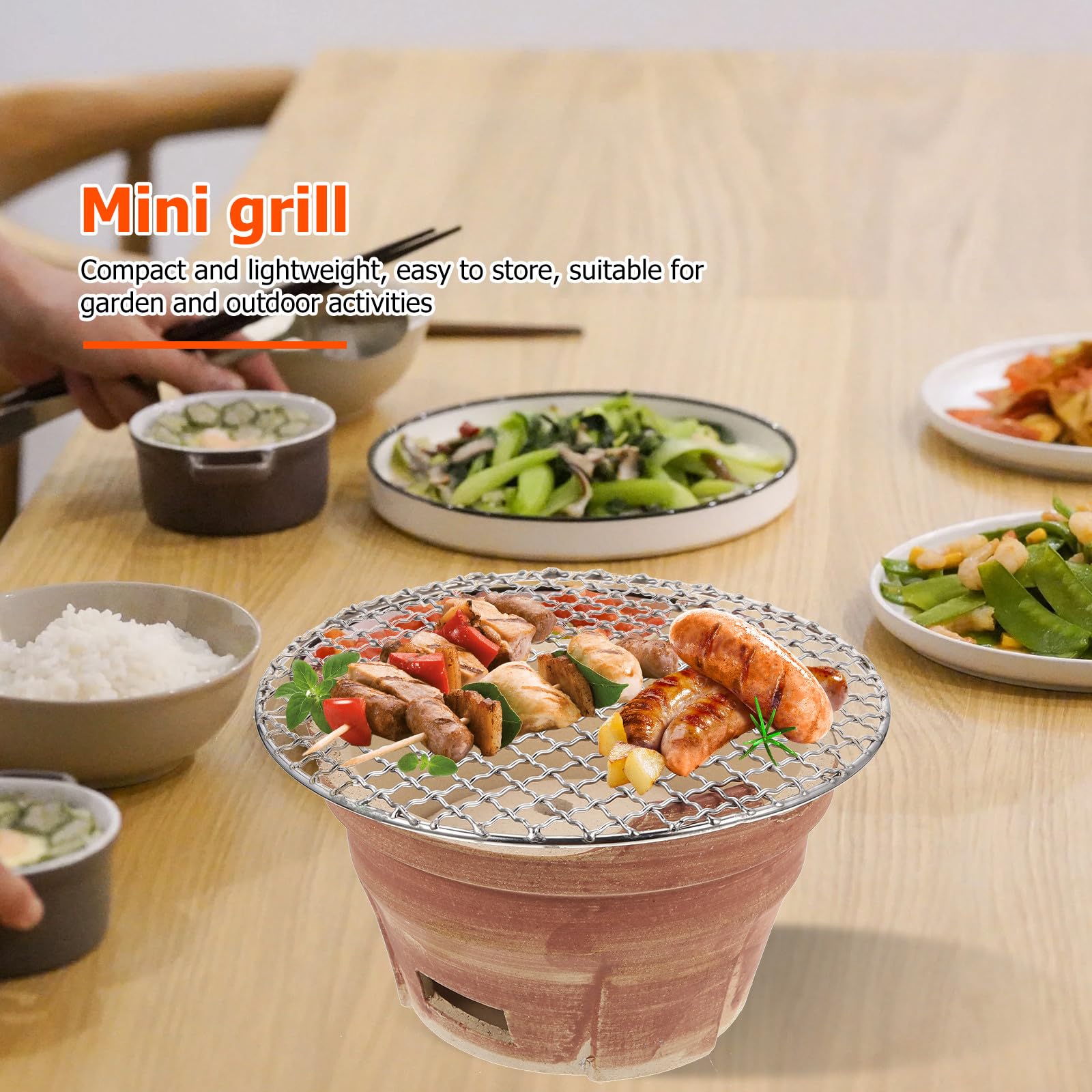 Kompaktowy ceramiczny mini grill z węglem drzewnym o losowym kolorze, idealny na piknik kempingowy i do ogrodu - przenośne narzędzie do gotowania na zewnątrz i sprzęt do grillowania