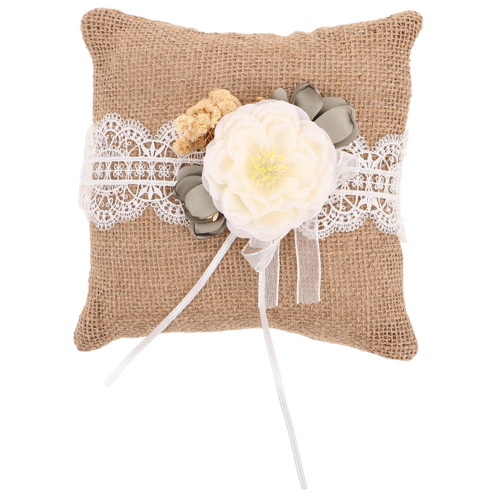 Almohada de lino para anillos portadora de promesas eternas de amor vintage