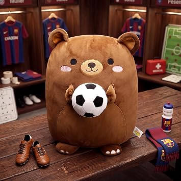 Onsoyours Original Bear Plush with Soccer Ball, Cute 12 inch Sport Brown Bear Stuffed Animal, Ultra Soft Collectible Hugging Gift Plush Toy