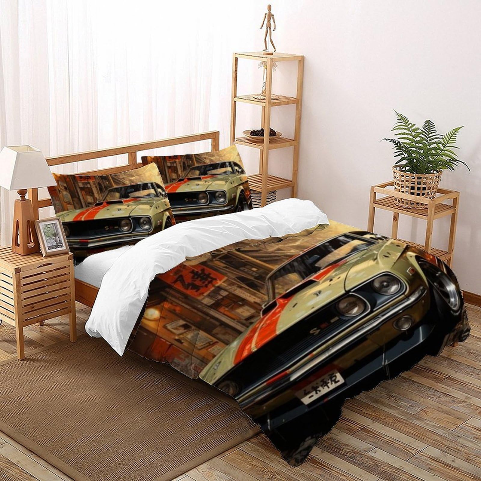 Voitures de sport bedding microfibre imprimé 3D avec housse de couette 200x200