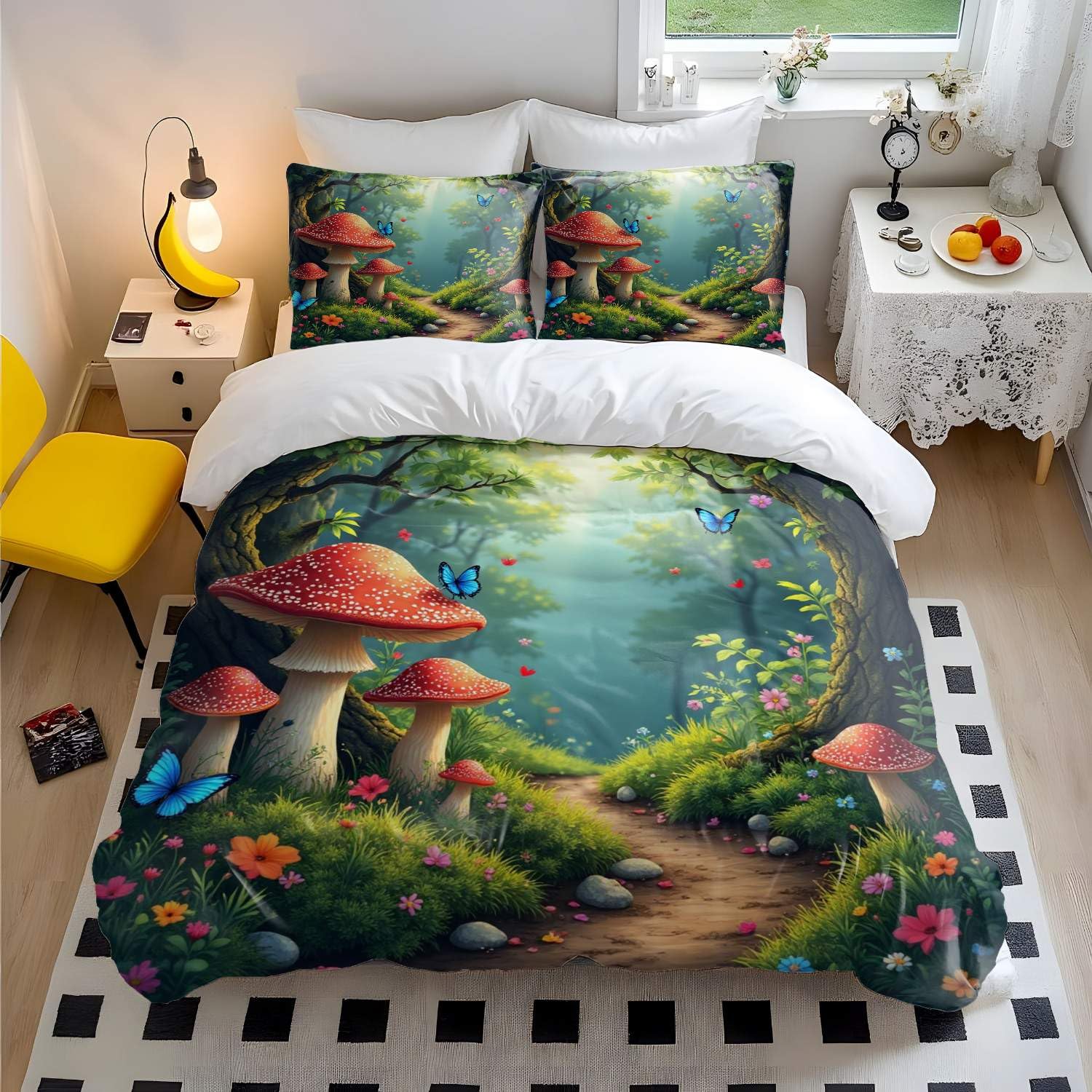 Parure de lit forêt enchantée lit simple avec deux taies de collection 50x75 cm
