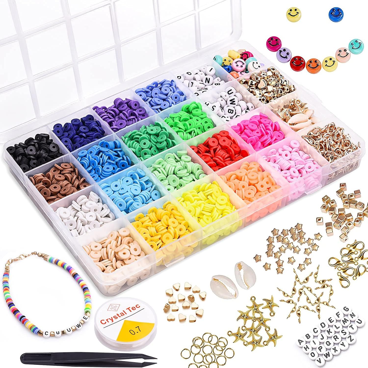 Elastic Heishi Beads Clay Flat Round Spacer Beads, 4500 Pieces