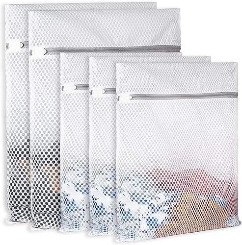 Miniatura 8 de Bolsa de lavandería extragrande de malla de panal de abeja de 4.41 ozm, duradera y reutilizable, bolsa de lavado delicada, bolsa de organización de