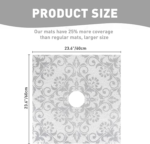 Miniatura 6 de Alfombrilla de ducha cuadrada antideslizante 24 x 24 pulgadas con orificio de drenaje en el medio - Esponja de PVC antideslizante para ducha interior