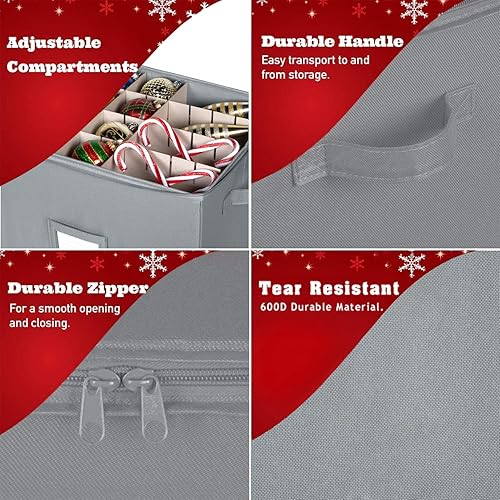 Miniatura 6 de Contenedor de almacenamiento de adornos navideños con divisores  Caja grande que almacena hasta 80-3, cómodo, ajustable, resistente, duradero, 600D,