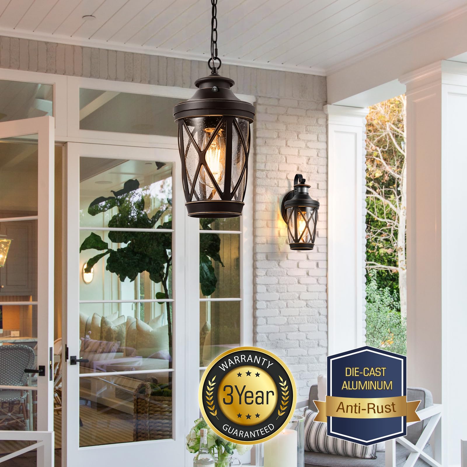VIANIS Dusk to Dawn Outdoor Hanging Light, Bronze Exterior Pendant Light — Amazon image 7