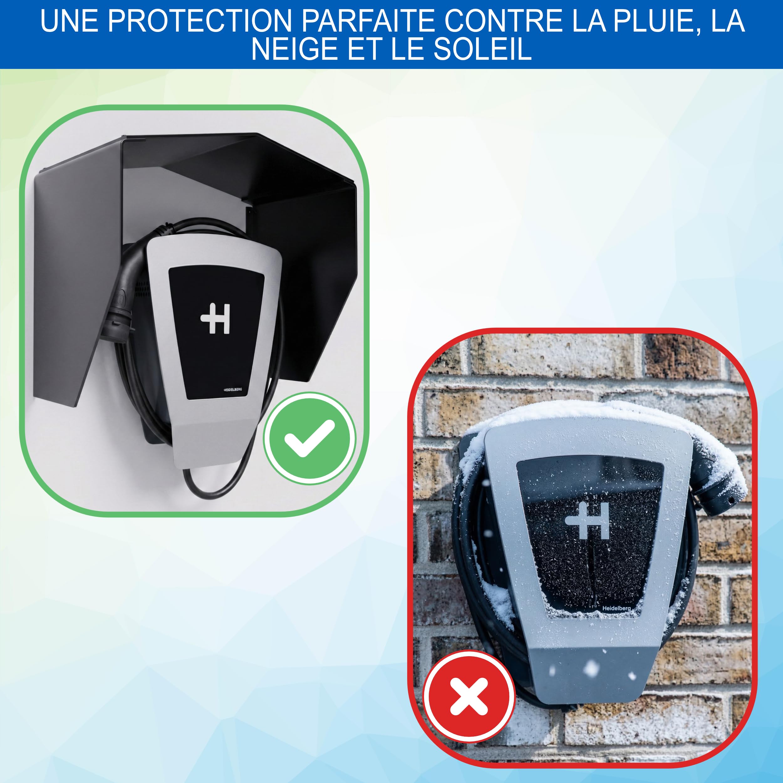 Auvent Wallbox en Acier Inoxydable pour Borne de Recharge, Station de Charge Voiture Électrique - Abri Intempéries, Protection Pluie, Protege Wallbox, Auvent Borne Recharge