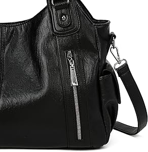 GSenhui Handtas vintage dames stadstas slouchy draagtas grote schoudertas PU lederen effen tas punk stijl schoudertas vrouw voor reizen zwart, B3 koffie