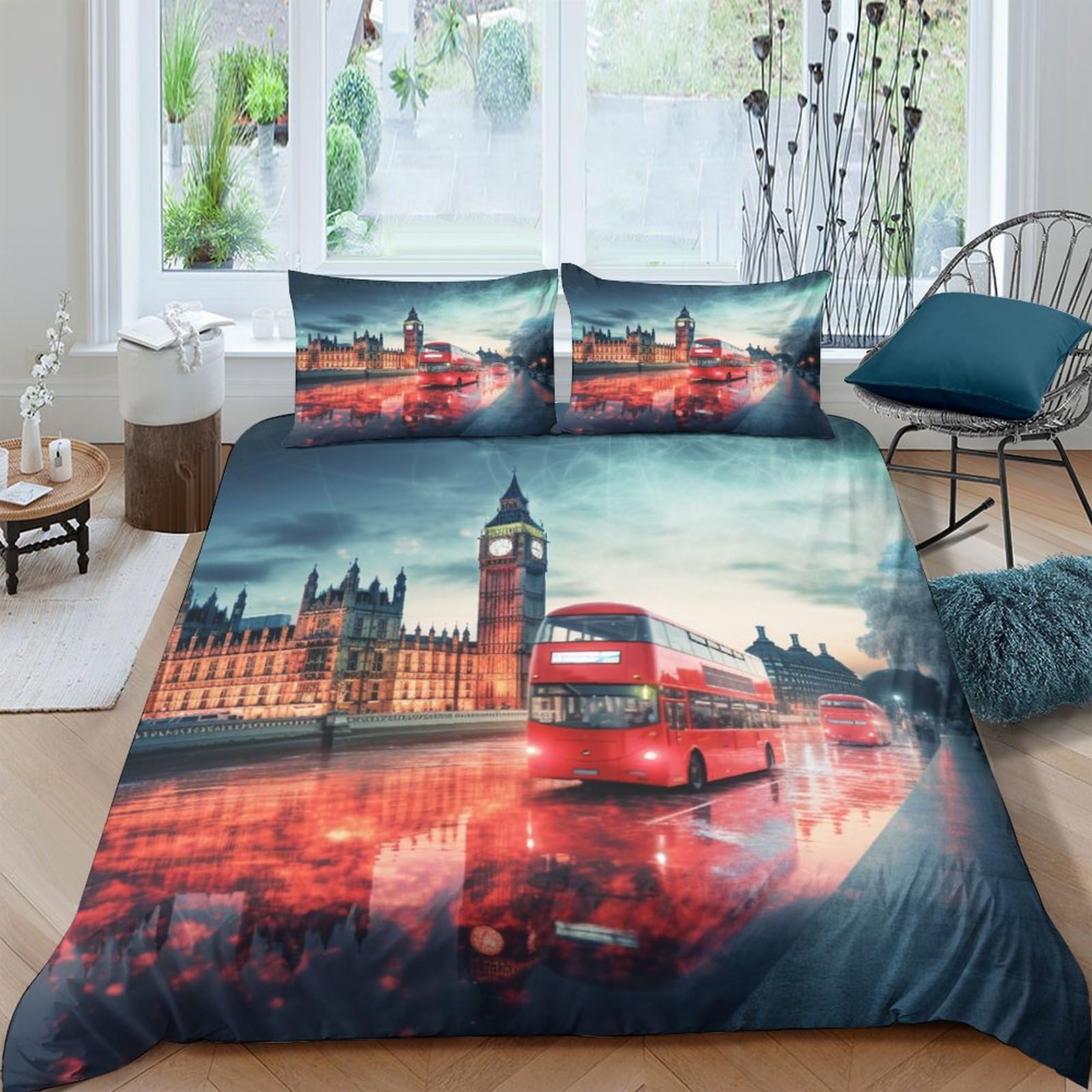 Ensemble de literie Londres 3D haut de gamme, parure de couette souple 200x200cm microfibre