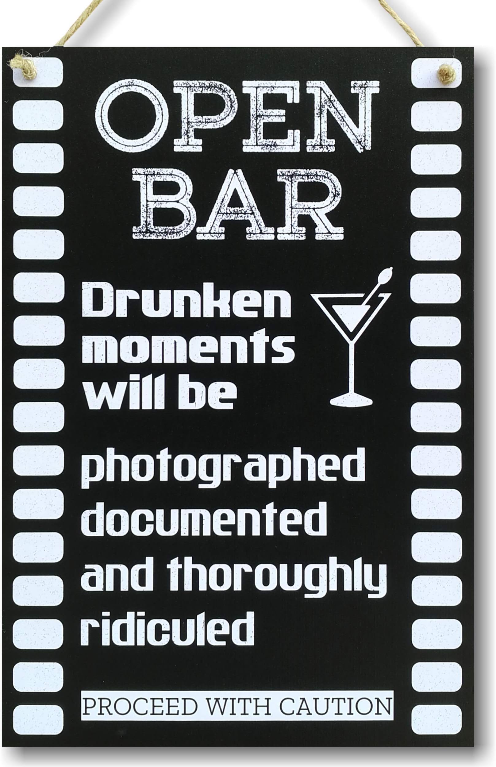 CARISPIBET Open Bar | Home Decoration Sign Kitchen Decorative Party Signs 12" x 8"