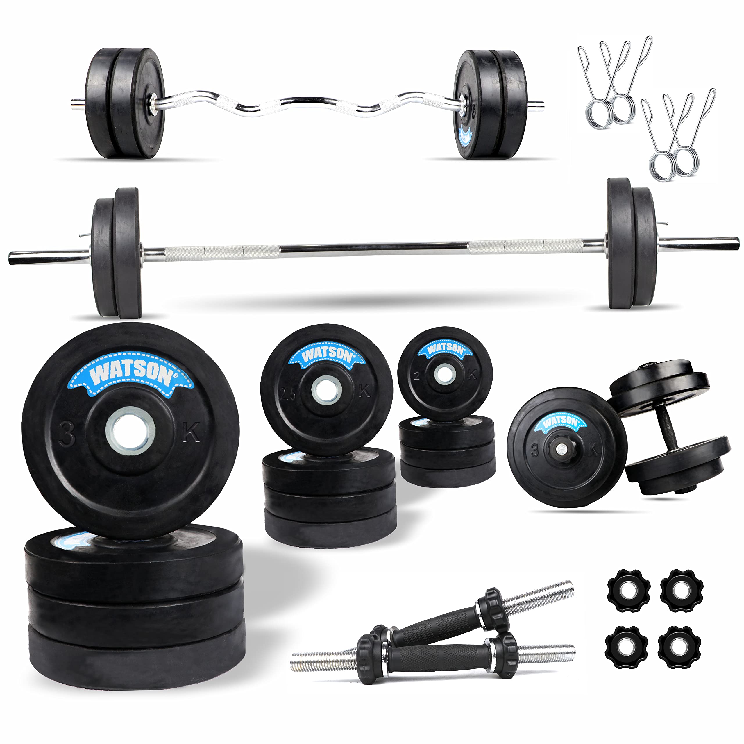 Watson, Dumbbell Set, Home Gym Equipment, (3x4+2.5x4+2x4) 30kg Weights Set Combo, Home Gym Equipment, Dumbbells Set ,14" inch Iron Rod & 3feet curl Rod,5feet Straight Rod, Gym Equipment Set for Men (B09QFPZVHF) Amazon Price History, Amazon Price Tracker