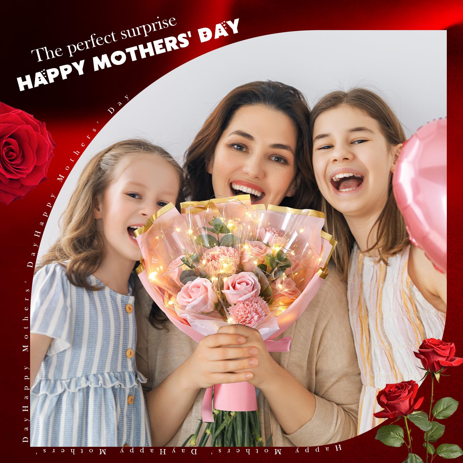 Thiccywoov Kit de ramo de flores para el día de la madre para ella 2026, ramos de flores artificiales, ramo de rosas con bolsa para cumpleaños, regalo de aniversario para esposa, abuela