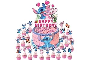 24 Pcs Cute Cartoon Cake Toppers, 1pc Happy Birthday Cake Topper