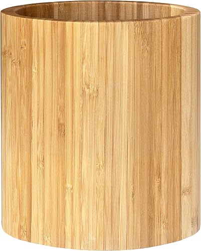 Totally Bamboo Soporte para utensilios de cocina de bambú con forma ovalada 6 x 4 x 7 pulgadas