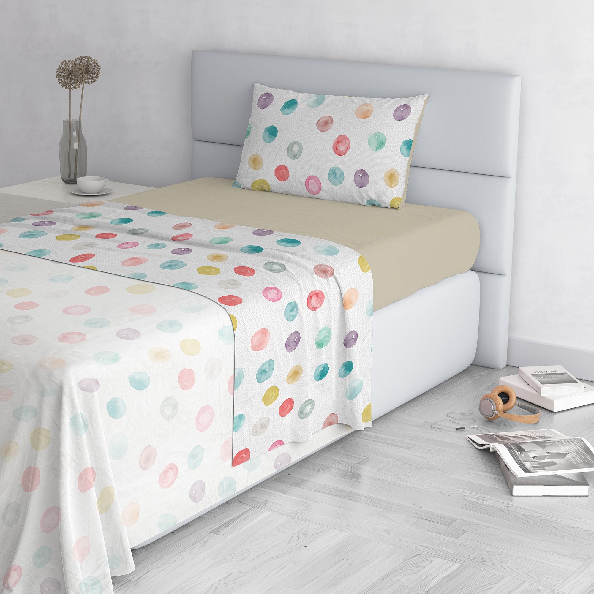 Fashion Bed Sheet Set, Made in Italy, Soft Microfibre Bed Set, Fitted Sheet