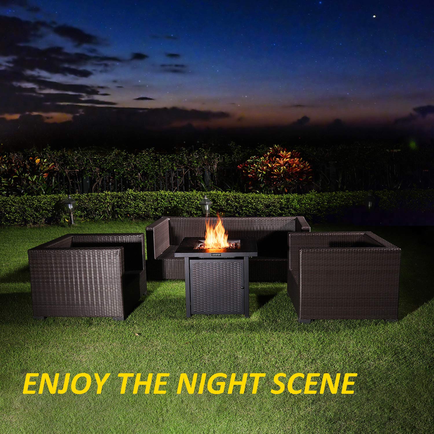 28'' Propane Fire Pit Table, Gas Fire Pit with 50,000 BTU, OT QOMOTOP